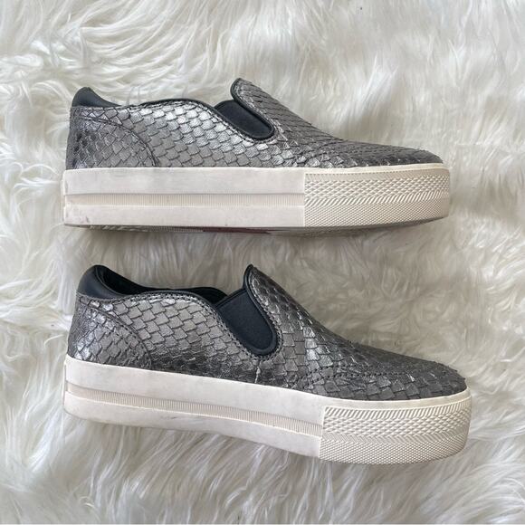 Ash | Women’s Jungle Leather Slip-On Platform Sneaker Italy Shoe Metallic Silver - Picture 5 of 8